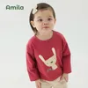 T-shirts Amila vêtements pour enfants 2023 printemps et automne bébé filles haut manches longues dessin animé mode enfant t-shirt 231018