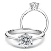 LESF Moissanite Diamond 925 Silver Engagement Ring Classic Round Women's Wedding Gift Size 0 5 1 0 Carat239f