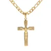 Pendentif Colliers Plaqué or en acier inoxydable 316L 30 52mm mode Crucifix jésus croix pendentifs collier pour hommes résultats de bijoux 24 ''