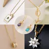 Pendentif Colliers Tulipes de luxe Goutte d'eau Zircon Collier Chaîne en acier inoxydable Géométrique Collier Bijoux Cadeaux de fête pour femmes filles