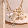 Pendentif Colliers Mode Bluepine aux yeux ronds Collier double couche de haute qualité étanche bijoux délicats cadeau