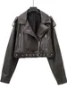 Kurtki damskie fmfssom żeńskie zamek błyskawiczny Retro Moto Biker Coat Owewear Tops Women Vintage luźne pu faux skórzana kurtka