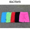 Active Shorts Candy Color Cross midja Yoga Scrunch Bubooty Tights Women Fitness Sport Pants Compression Training Athletic