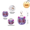 Gold Pink Sequin Big Eye Owl Key Chain Hair Ball Pendant Accessories Imitation Rex Rabbit Wool Lady Bag Key Ring Gift