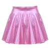 Skirts Kids Girls Glossy Metallic Flared Pleated A Line Miniskirt Soft Dance Athletic Shiny Scooter Skirt with High Elastic Waistband 231018