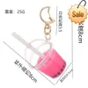 Cute Mini Pearl Milk Tea Cup Key Chain Trendy Funny Moon Buckle Keychains Car Pendent Bag Accessories Keyring for Women Gift