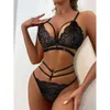 Sexy costumessexy reggiseno mutande lingerie per donne in pizzo che raccolgono reggiseno perizoma costumi erotici profondi v set porno per biancheria da fuoco senza cavallo aperto