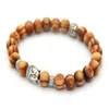 Whole New Arrival Products 8mm Antique Silver Buddha Head Beaded Bracelets With Nice Wood Beads Jewelry248S