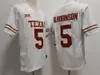 SL Texas Longhorns Football Jersey NCAA College 5 Bijan Robinson 3 Quinn Ewers White Yellow Size S-XXXL