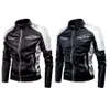 Jaquetas masculinas inverno velo pu jaqueta motocicleta impermeável legal contraste cores clássico motociclista couro motor outono casaco 231018