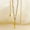 Pendant Necklaces Stainless Steel Cross Necklace For Women Pearl Beads Golden Chain Long Fashion Jewelry 2023 In Gift