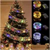 Christmas Decorations Ribbon Fairy Light Led Tree Ornaments Glowing Diy Bows String Lights For Year Birthday Party Home Decor Drop D Dhkzf