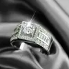 Размер 8-13, роскошные ювелирные изделия, белое золото 10 карат, белый топаз, драгоценный камень, мужское свадебное обручальное кольцо с имитацией бриллианта set243P