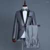 Garnitury męskie Tuxedo Suit wykonanie płaszcza dwuczęściowy zestaw jeden przycisk Długie czarne luksusowe mężczyźni ubranie szary swobodny