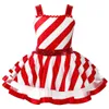 Robes de fille Enfants Filles Candy Cane Mme Santa Claus Costume Brillant Paillettes De Noël Danse Figure Patinage Sur Glace Tutu Robe Justaucorps Dancewear 231019