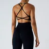 Yoga Outfit Sexy Cross Back Sportbeha Top Vrouwen Push Up Sneldrogend Naadloos Vest Gym Hollow Out Lace Fitness Crop Brasserie