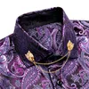 Casual herenoverhemden Zakelijk Heren Zijde Lange mouw Slim Fit Klassiek Zwart Paisley Rood Goud Champagne Roze Paars Herenoverhemd Designer Hi-Tie