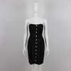 Runway Dresses Ladies Sexy Sleeveless Button Bra Tight Mini Bandage Dress Birthday Celebration Party Clothing Longuette Evening