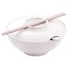 Bowls Soup Bowl Lid Instant Noodle Salad Household Ramen Chopsticks White Sushi Rice