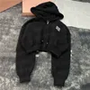 Kırpılmış kapüşonlu kazak hırkalı tasarımcı mektubu kadınlar için fermuar sweatshirtler uzun kollu örgü hoodies 7z0o