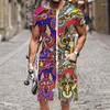 Chándales para hombres Conjunto de camiseta Harajuku Hip-hop Street Impreso en 3D Ropa deportiva de verano Playa de lujo Manga corta Tops casuales Traje divertido O Cuello