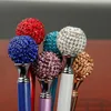 Partihandel Crystal Element Roller Ball Point Pennor Big Diamond Ball Pen Gem Wedding Office Supplies Gift 10 Färger