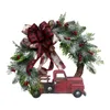 Flores decorativas guirlanda de natal artificial rattan vermelho caminhão guirlandas pendurado ornamentos rústico porta da frente guirlanda simulação bagas