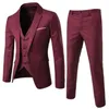 Men's Suits Anti-wrinkle Men Suit Premium Wedding Set Formal Business Style Slim Fit Coat Pants Vest Silky Smooth