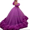 Underbara lila quinceanera klänningar 2024 bollklänning pärlstav puffy söt 15 klänning vestidos de xv anos 16 charro ruffles födelsedag vestidos debutantes maskerad prom