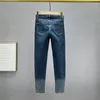 Kvinnors jeans tunna sammet tjock för kvinnor 2023 Autumn Winter denim Pants Girls Lady Rhinestone Cropped Skinny Elastic Jean