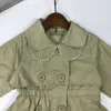 Manteau de luxe pour bébé, veste à revers avec bord perlé pour enfants, taille 110 à 160 CM, vêtements d'extérieur de printemps, coupe-vent à la mode pour fille et garçon, Sep01