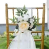 Fleurs décoratives pivoine Rose, fleur de dossier de chaise avec feuilles, rubans, décorations de banc pour mariage, cérémonie d'église, fête