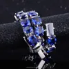 Starsgem Custom Women Man 18k Gold Plated Srebring Srebrny 925 Królewski Blue Sapphire Bransoletka