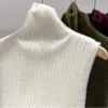 Swetry damskie koreańsko -mody turtlerek sweter kobiety wiosna jesienna bez rękawów seksowne dzianinowe topy pullovers skoczki ściągają femme