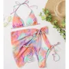 Costume da bagno donna sexy triangolo push up costume da bagno donna set 3 pezzi bikini estate mini perizoma biqiuni beachwear maglia gonna corta fasciatura