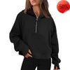 Women's Hoodies Sweatshirts Lu Autumn Winter Yoga Suit Scuba Hoodie Half Zip Sports Sweater Loose Gym Jacket Fitness Short Plush Coat Sweatshirt YT3519