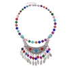 Pendant Necklaces Ethnic Bohemian Colorful Blue Red Beads Chains For Women Female Collar Choker Statement Necklace Gypsy Turkish Tribal