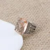 Yüksek Yüzük Tasarımcılar Kaliteli Moda Takı Erkekleri Kadınlar İçin Yüzük Tasarımcısı Klasik Vintage Diamond Ladies Turuncu Morganite Zircon Bi268E