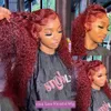 Synthetic Wigs Wiggogo 99J Burgundy Lace Front Wig Curly 13X4 Deep Wave Frontal Wig 13X6 Hd Lace Frontal Wigs Red Lace Front Human Hair Wigs Q231019