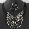 2020 Costume Jewelry Fashion Vintage Jewelry Sets Round Bohemian Multilayer Colorful Beads Statement Necklace Earrings Set287E