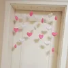 Gordijn meisjes roze hartvormig deurgordijn decor kwast gordijnverdeler string meisje kamer partiton zoet hangend kralen raam volant 231019