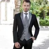 Erkekler İtalyan Siyah Saten Erkekler Düğün Damat Blazer Balo için Takım elbise Özel Yapımı Smokin İnce Fit resmi Terno Maskulino Damat 3Pieces