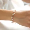 Strand SINLEERY Elegant White Pearl Bracelet 2 Layer Link Chain Bracelets For Women Rose Gold Silver Color Wedding Jewelry SL061