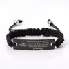 Bracelet 316 Bracelet gradué en acier inoxydable étudiant garçon corde noire réglable homme souhait à fils frère ami bijoux cadeau 2470