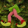Рождественские украшения Ноги эльфа для рождественских украшений Плюшевые ножки Санта-Клауса Украшение для ног эльфа Мягкая фигурка-нога Игрушка застряла на рождественской елке Гибкая 231019