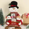 Plyschdockor juldockor dekoration kort plysch printe jultomten snögubbe doll för julgran prydnader figurin rum dekor gåva 231019