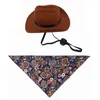 Vêtements pour chiens Ensemble de chapeaux pour animaux de compagnie Vintage Triangle Écharpe Accessoires Chat Western Cowboy pour