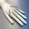 Bangle Trendy Hand Palm Manchet Voor Vrouwen Zirconia Link Vinger Ring Blad Een stuk Handgrepen Armband Bruiloft Jewelry227l