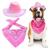 Vêtements pour chiens Costume de cowboy occidental Accessoires de fête pour animaux de compagnie Ensemble de boucles réglables Chapeau confortable Bandana pour petit