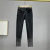 Jeans pour femmes mince velours épais pour femmes 2023 automne hiver denim pantalon filles dame strass recadrée maigre élastique jean